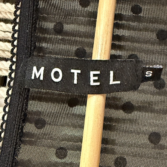 Motel Geni Mini Dress in Polka Black Flock - Picture 2 of 14